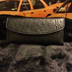 Black Ostrich leather wallet,